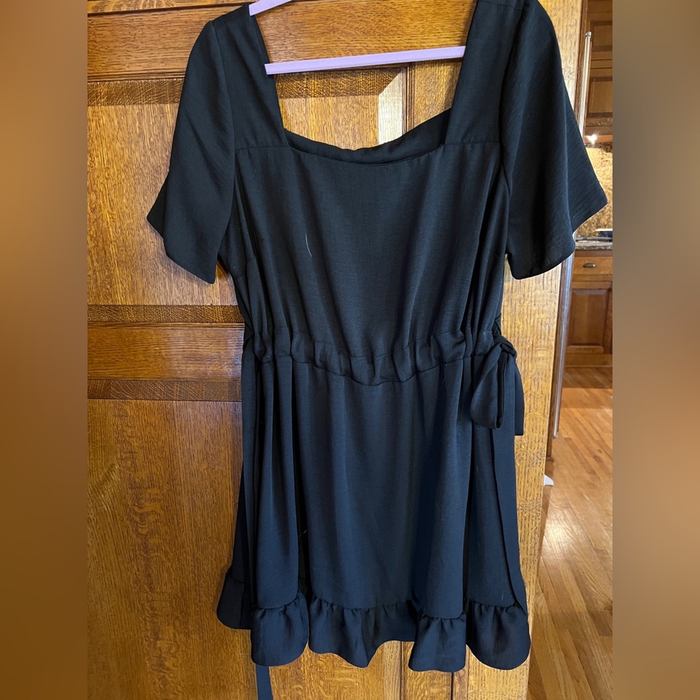 ASOS Black Dress Side Tie Short Size 14